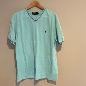 Ralph Lauren Men's Aqua V-Neck heavy Tee